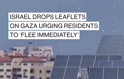 Thumbnail preview image for the video titled: Thousands of leaflets of evacuation order rained down as the Israeli military warned residents in the north of Gaza